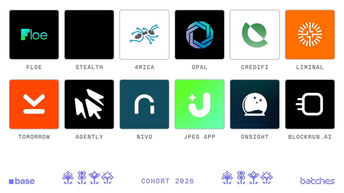 Base Batches Cohort 003 announcement card with selected teams visual.