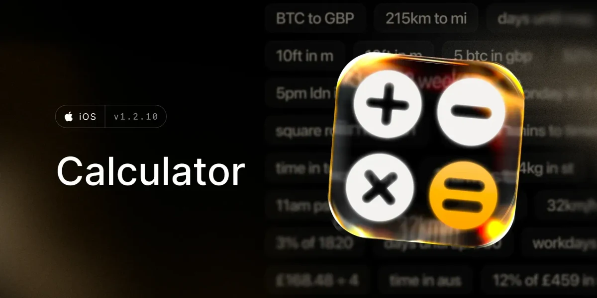 Raycast iOS calculator feature card — public bluesky post media curated for social post design inspiration.