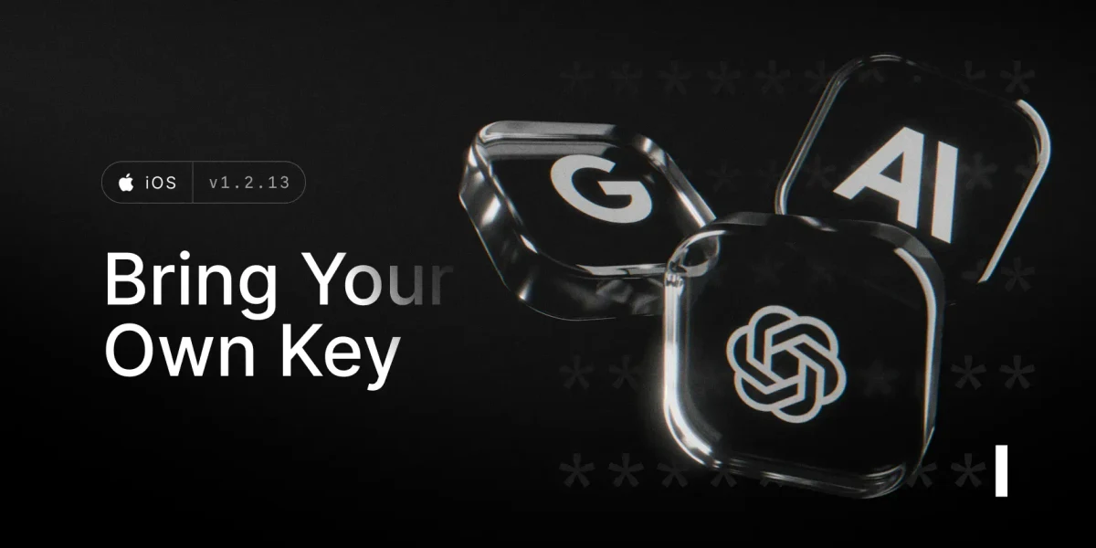 Raycast iOS BYOK AI keys announcement — public Bluesky post media curated for social post design inspiration.