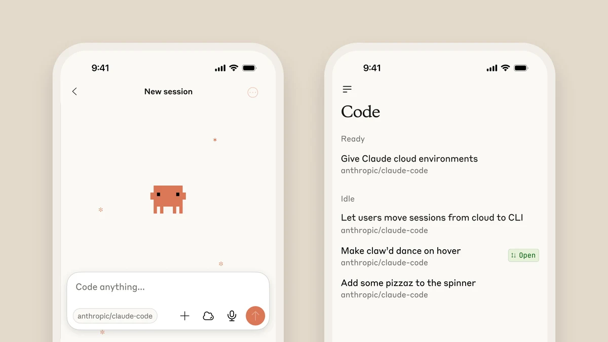 Claude Code on the web card showing multiple coding tasks running in parallel from a browser or iOS app.