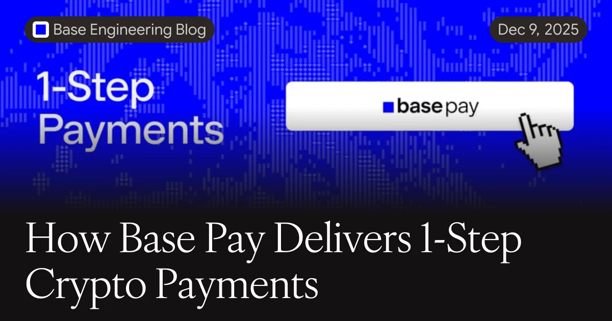 Base Pay one-step crypto payments explainer — public farcaster post media curated for social post design inspiration.