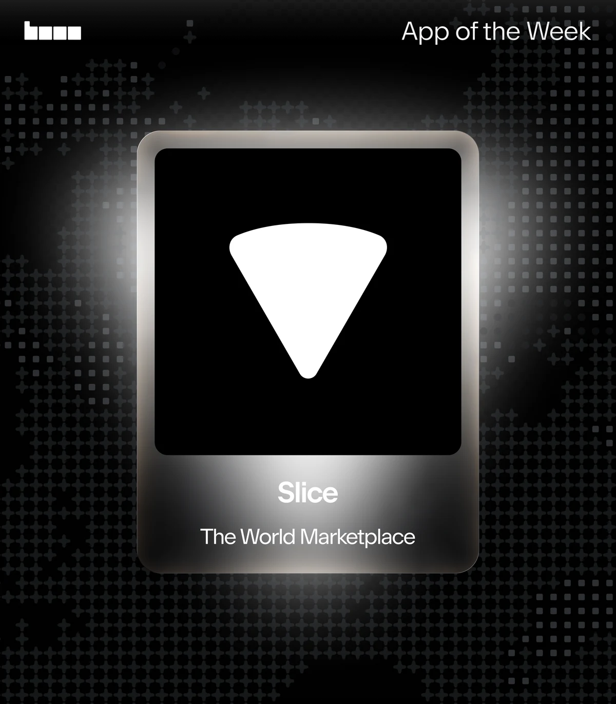 Base monochrome app spotlight card — public farcaster post media curated for social post design inspiration.