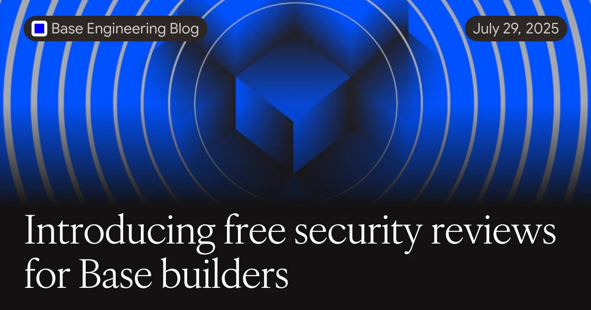Base free security reviews announcement — public farcaster post media curated for social post design inspiration.