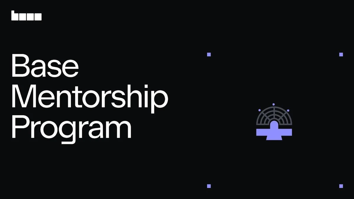 Base mentorship program card — public farcaster post media curated for social post design inspiration.