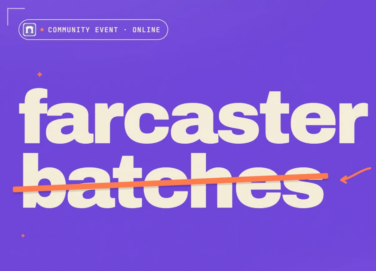 Farcaster: Batches event community card — public farcaster post media curated for social post design inspiration.