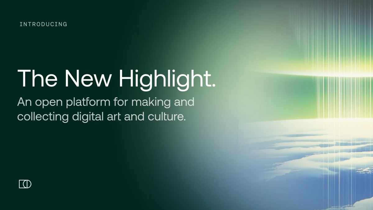 Highlight new marketplace launch card — public farcaster post media curated for social post design inspiration.