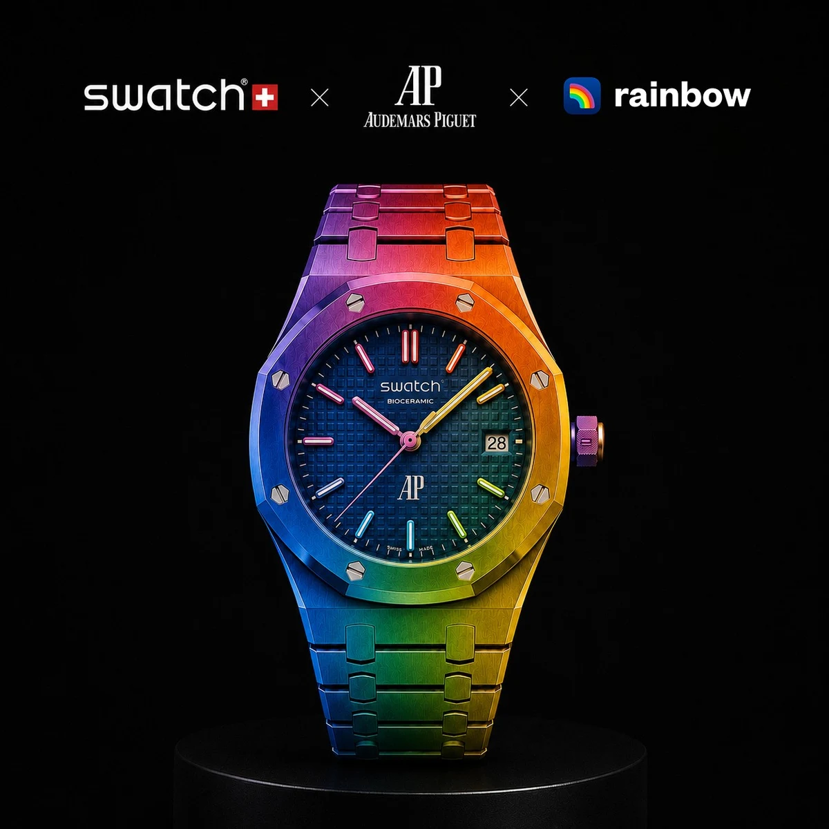 Rainbow What would you choose... 20k staked $RNBW or the AP Rainbow watch? — public farcaster post media curated for social post design inspiration.