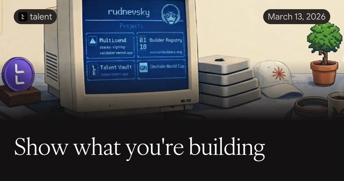 Talent Show What You Are Building — public farcaster post media curated for social post design inspiration.