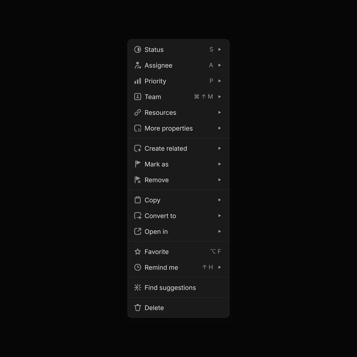 Linear interface screenshot card highlighting simplified right-click menus after a spring-cleaning update.