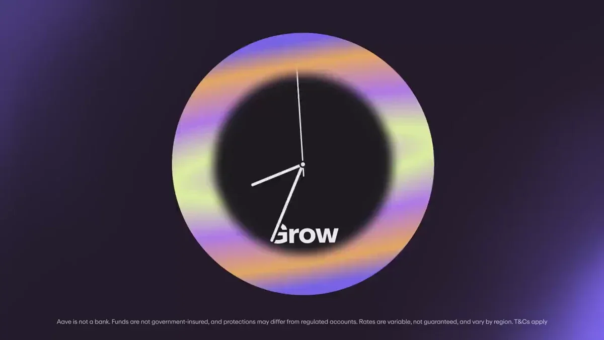Aave: Grow your money every single second with the world’s savings app — public x-twitter post media curated for social post design inspiration.