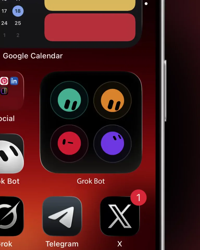 AB: Grok @bot but now it lives in a widget on your phone — public x-twitter post media curated for social post design inspiration.