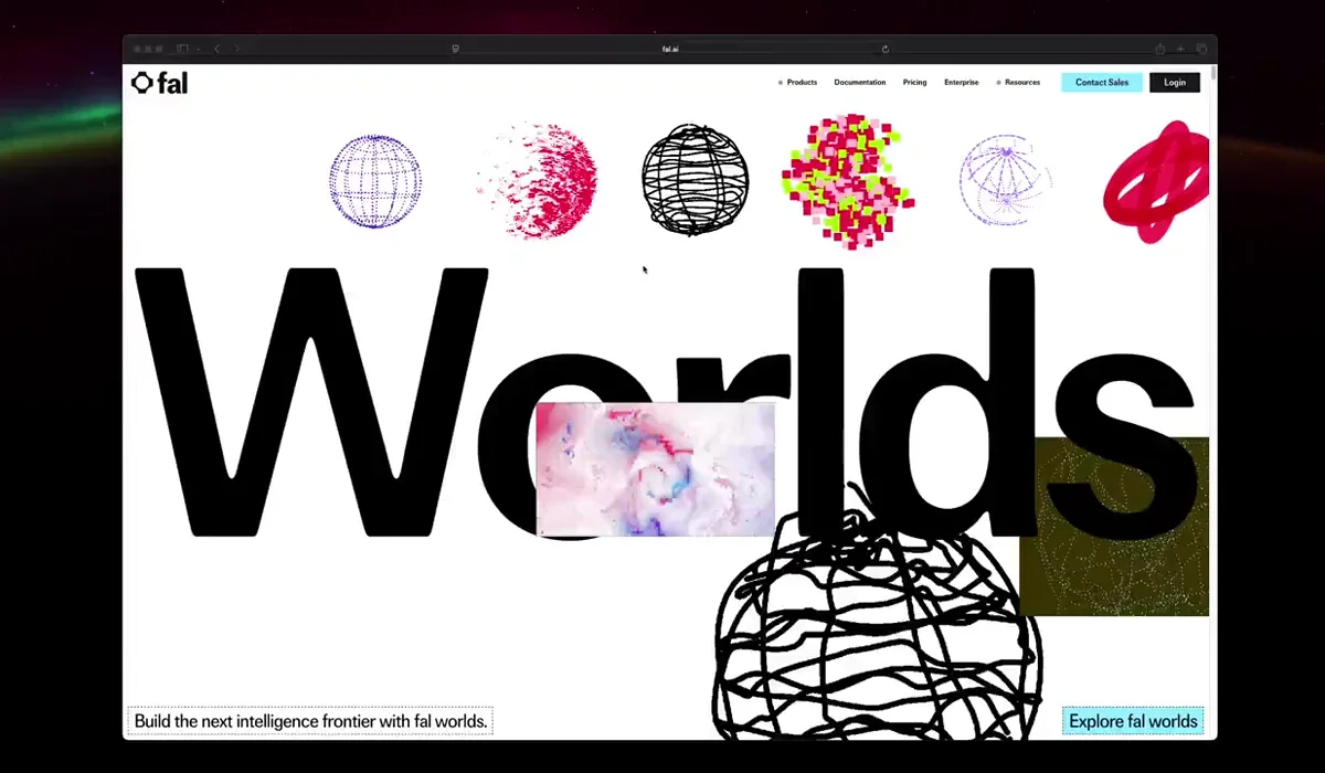 Adam ho: New work: @fal Worlds visual brand identity and interaction design — public x-twitter post media curated for social post design inspiration.