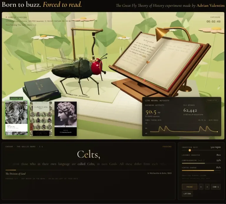 Adrian: I'm forcing the fly connectome to read classical books about the great — public x-twitter post media curated for social post design inspiration.
