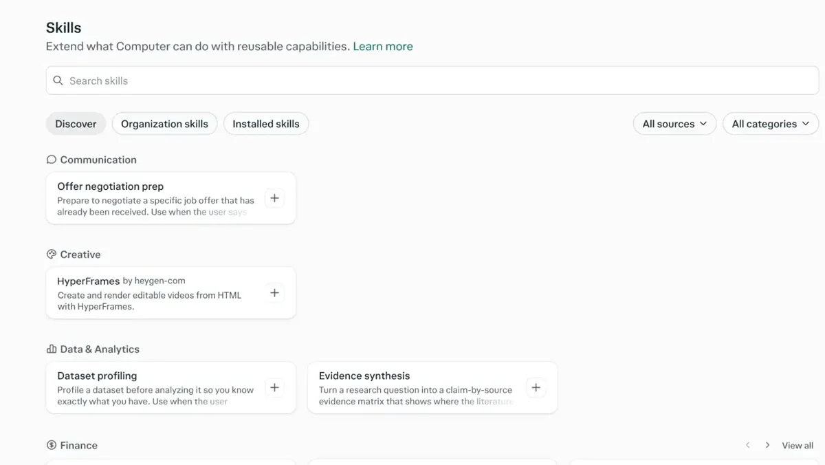 The HyperFrames skill by @HeyGen, now in Computer's skills marketplace — public x-twitter post media curated for social post design inspiration.