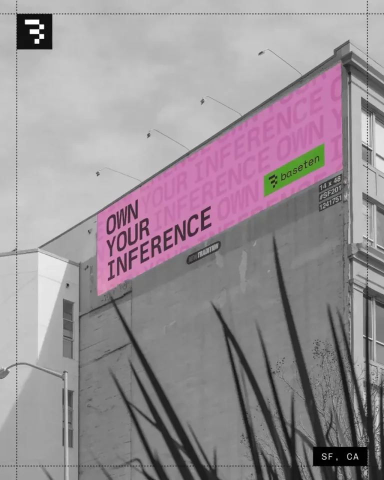 Baseten: We painted San Francisco green and pink — public x-twitter post media curated for social post design inspiration.