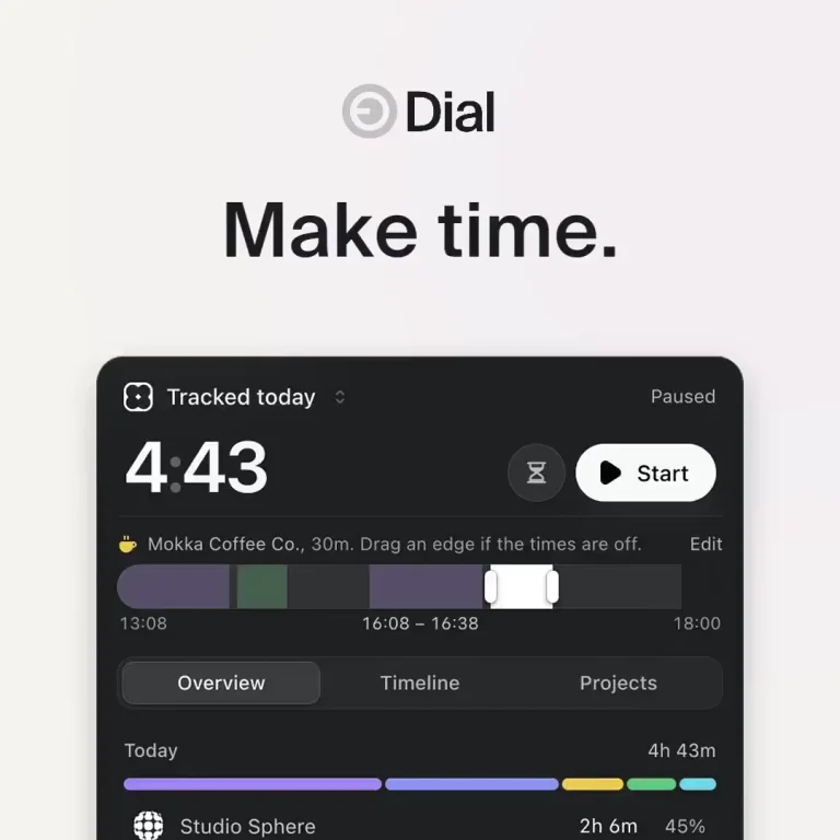 Finn: dial, a time tracker for macOS that lives in your menu bar — public x-twitter post media curated for social post design inspiration.