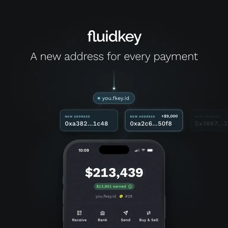 Fluidkey.eth: Fluidkey automatically gives you a new address for every payment — public x-twitter post media curated for social post design inspiration.