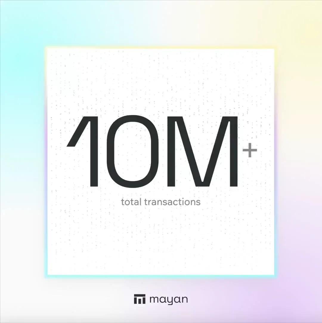 10M+ transactions powered by Mayan — public x-twitter post media curated for social post design inspiration.