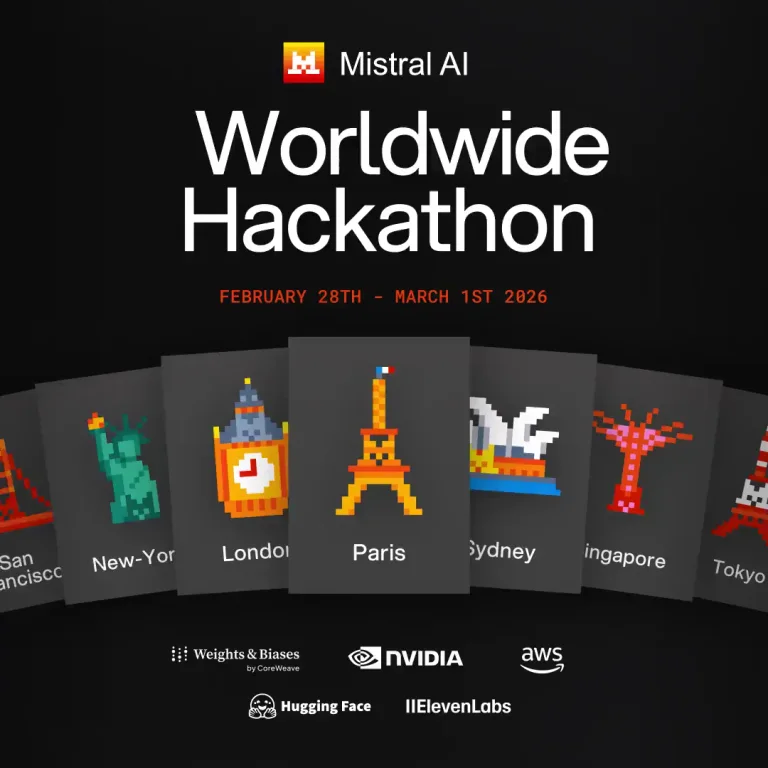 Mistral AI's biggest hackathon ever — public x-twitter post media curated for social post design inspiration.