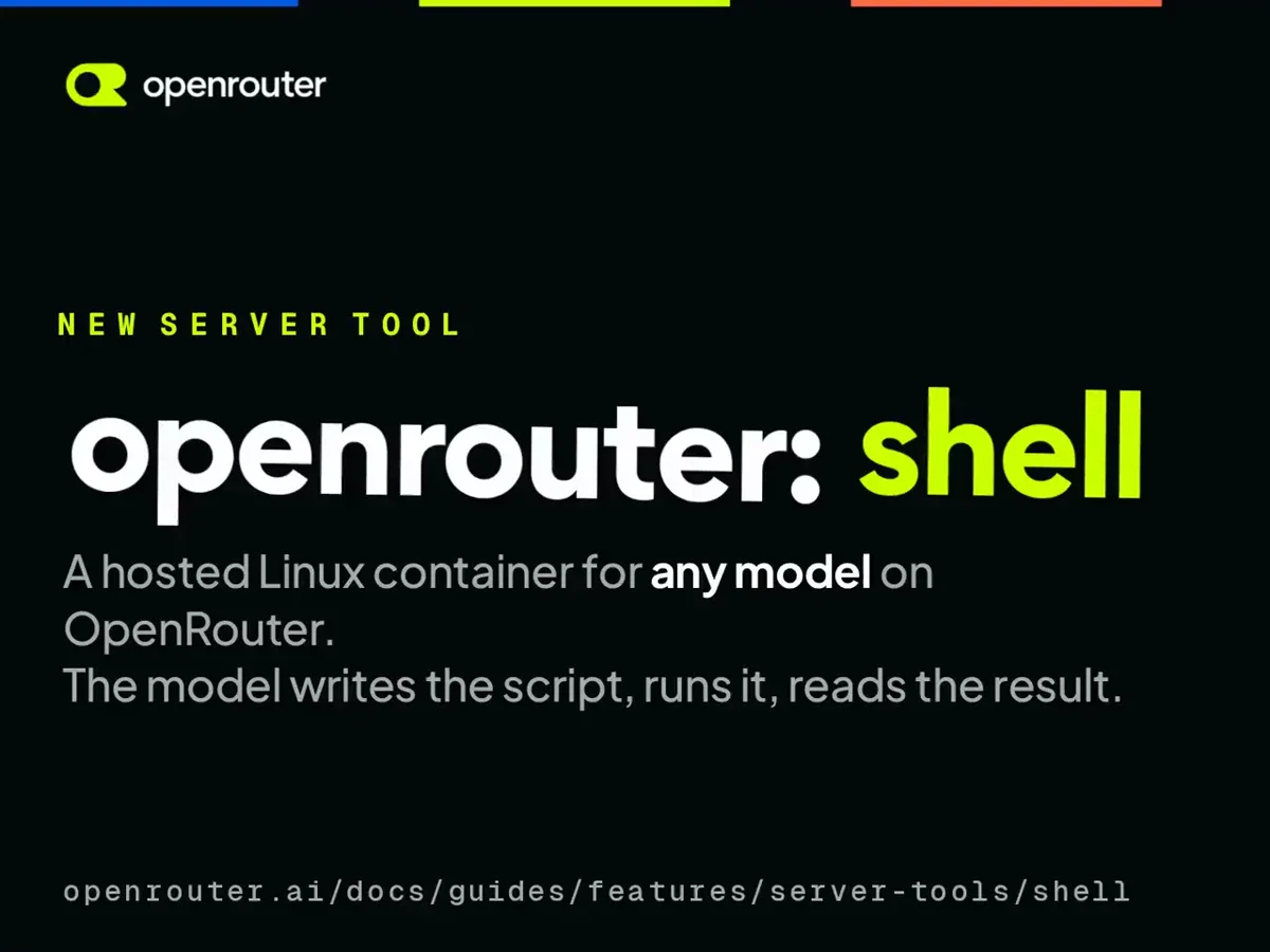 1/ Any model on OpenRouter can now run code in a hosted Linux container — public x-twitter post media curated for social post design inspiration.