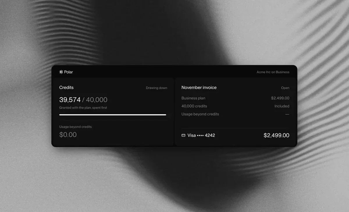 Usage Billing with Polar is a breeze — public x-twitter post media curated for social post design inspiration.