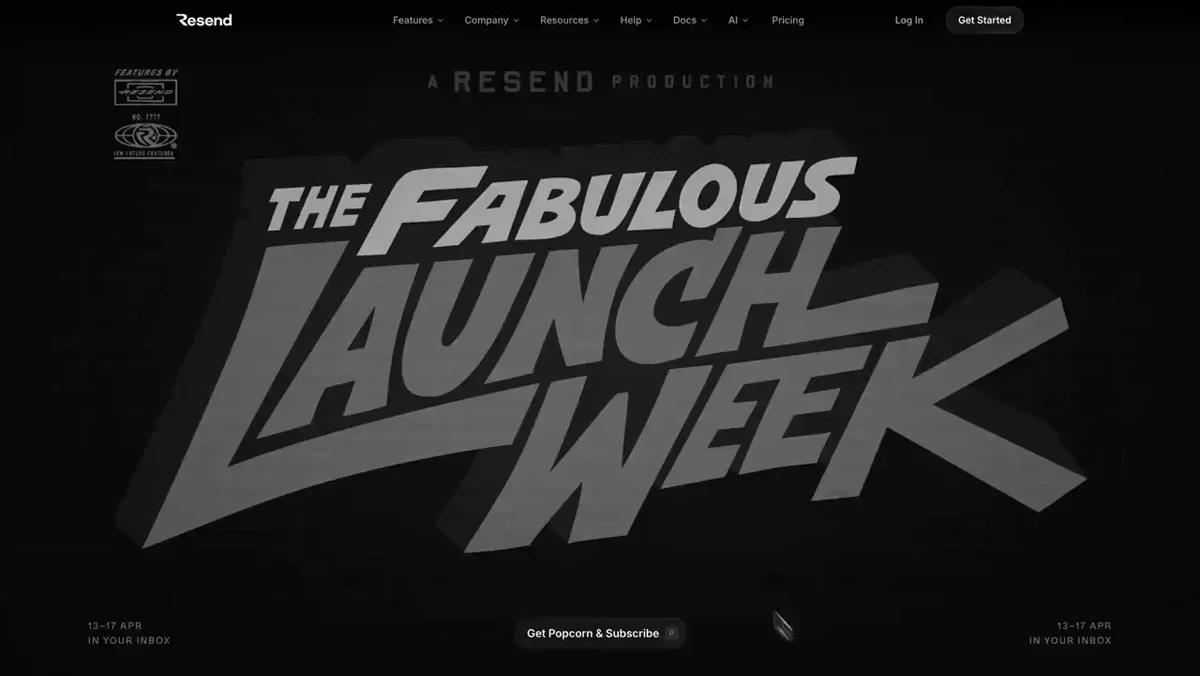 Resend: a special launch event: Apr 13–17 — public x-twitter post media curated for social post design inspiration.