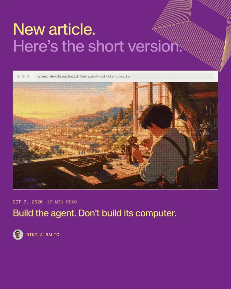 Steel: Build the agent, not the infrastructure — public x-twitter post media curated for social post design inspiration.