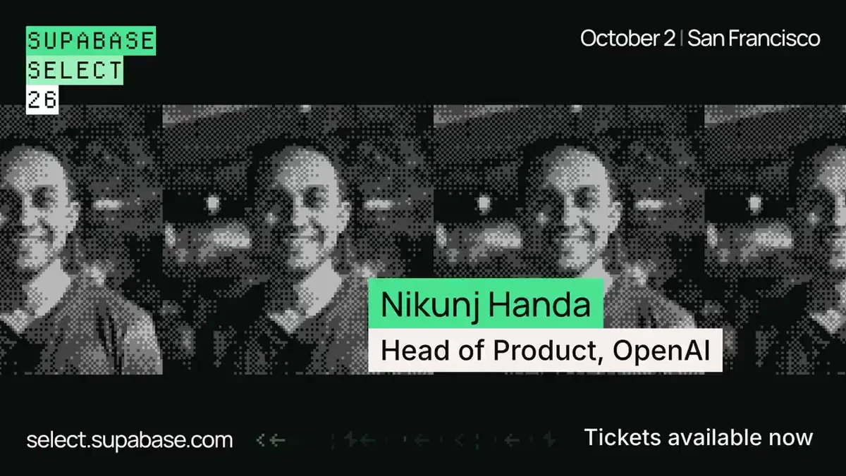 Lookin' forward to having @nikunjhanda on the Main Stage at Supabase — public x-twitter post media curated for social post design inspiration.