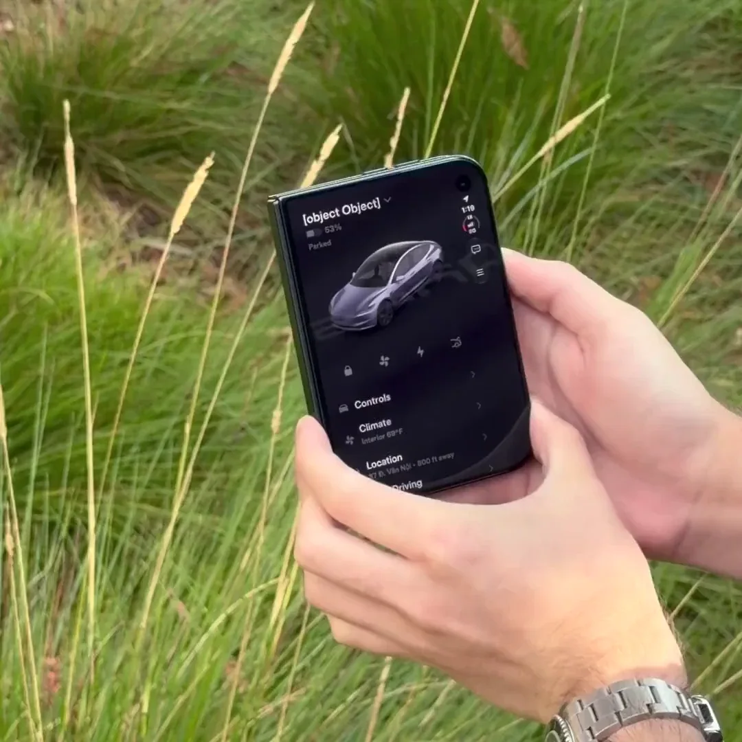 Tesla app now on the big screens — public x-twitter post media curated for social post design inspiration.