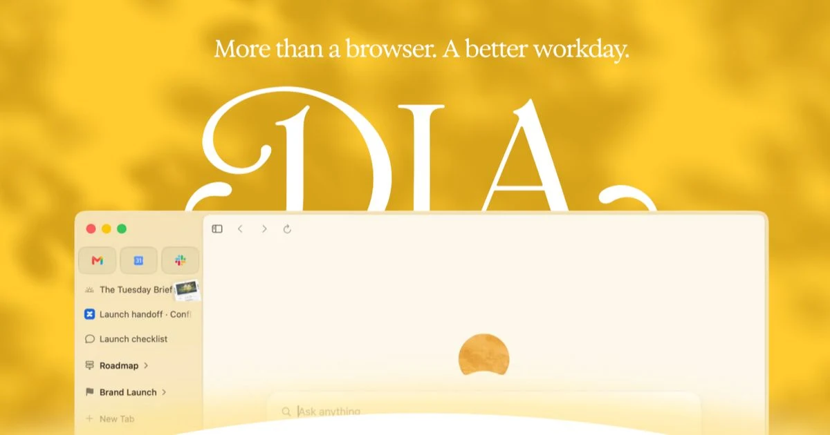 Dia OG image: Dia | A browser you won't dread opening