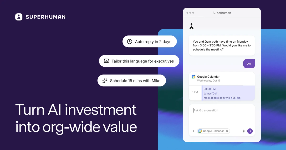 Superhuman OG image: Enterprise AI Productivity That Scales | Superhuman AI