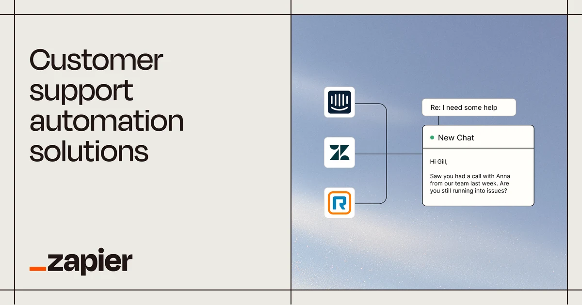 Zapier OG image: Customer support automation solutions | Zapier