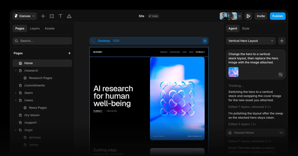 Framer OG image: Framer: AI canvas agent