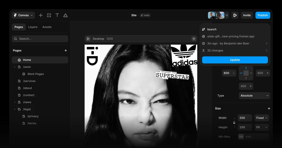 Framer OG image: Framer: Publish websites with staging, hosting, and rollback