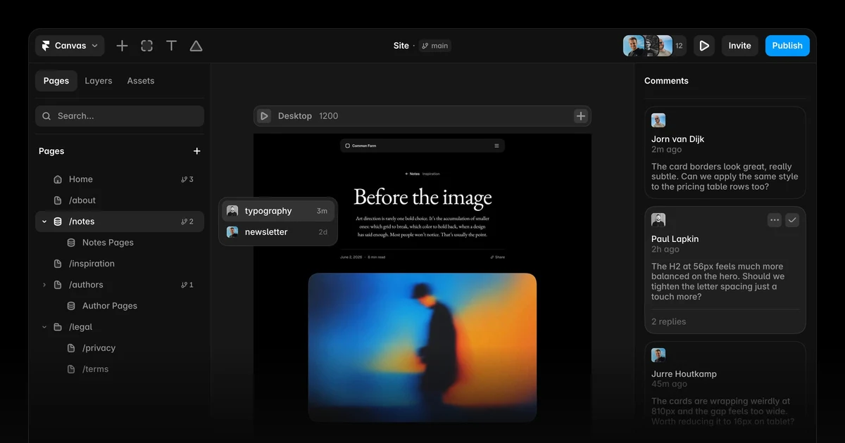 Framer OG image: Framer: Collaboration with branches, reviews, and staging