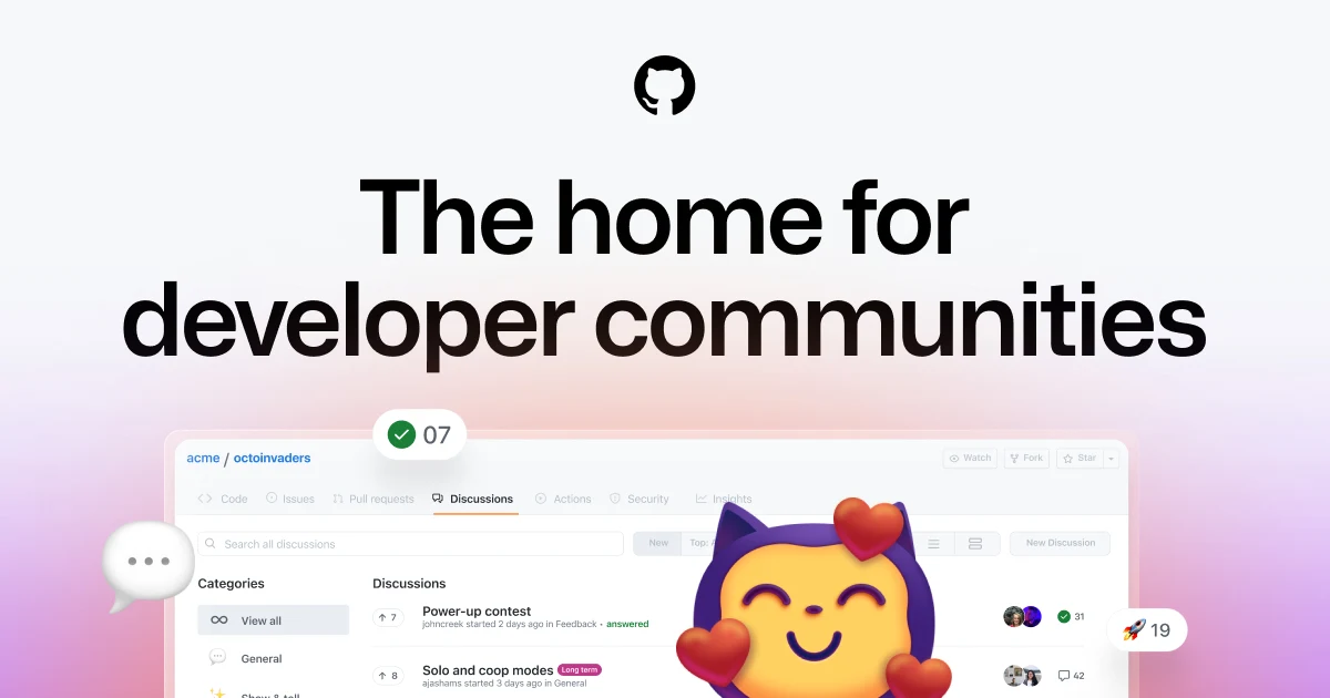 GitHub OG image: GitHub Discussions · Developer Collaboration & Communication Tool