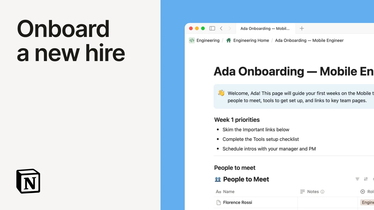 Notion OG image: Onboard a new hire | Notion