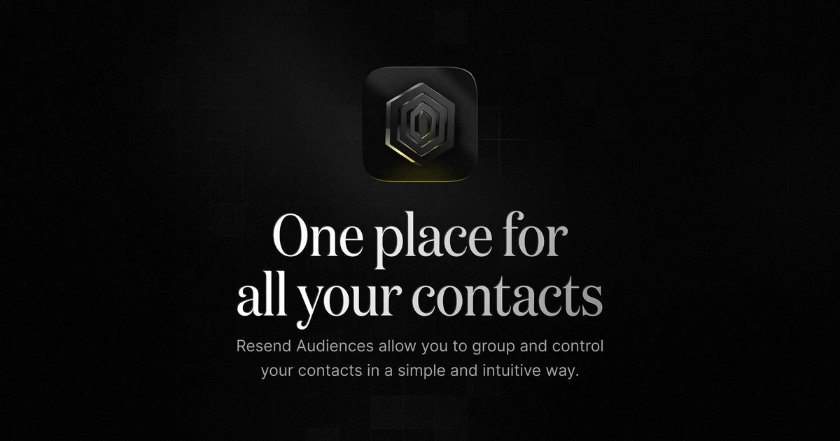 Resend OG image: Audiences · Manage contacts easily · Resend