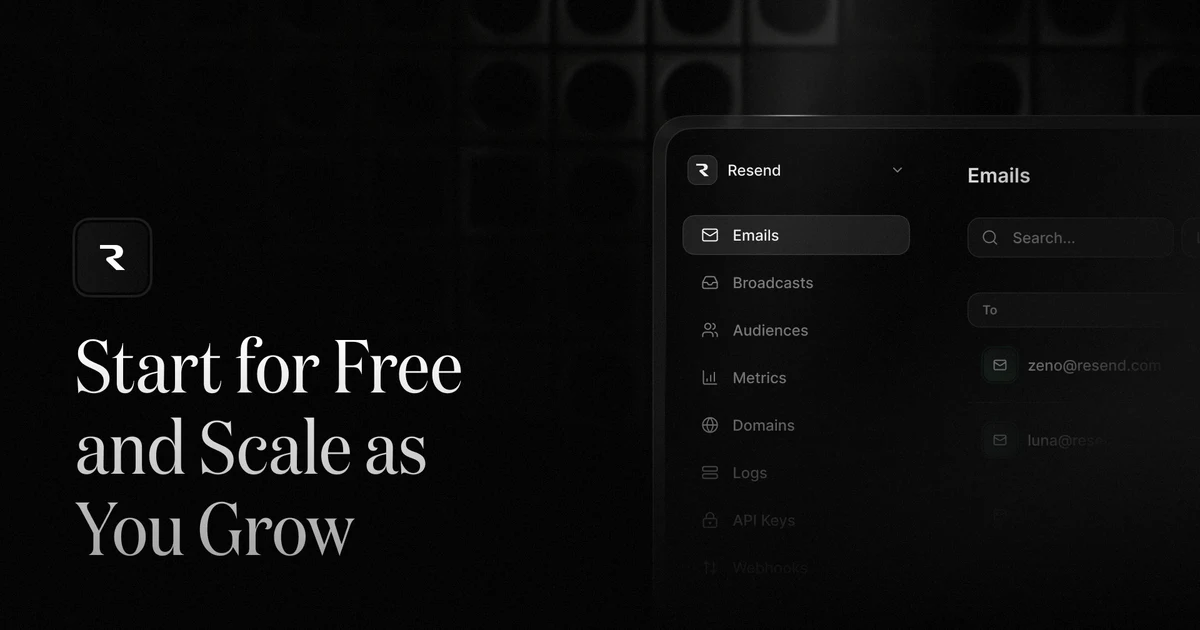 Resend OG image: Pricing · Resend