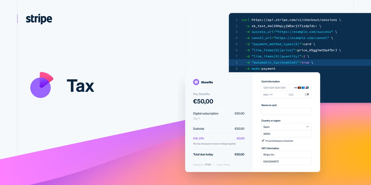 Stripe OG image: Tax Compliance Software: Sales Tax, VAT and GST | Stripe Tax