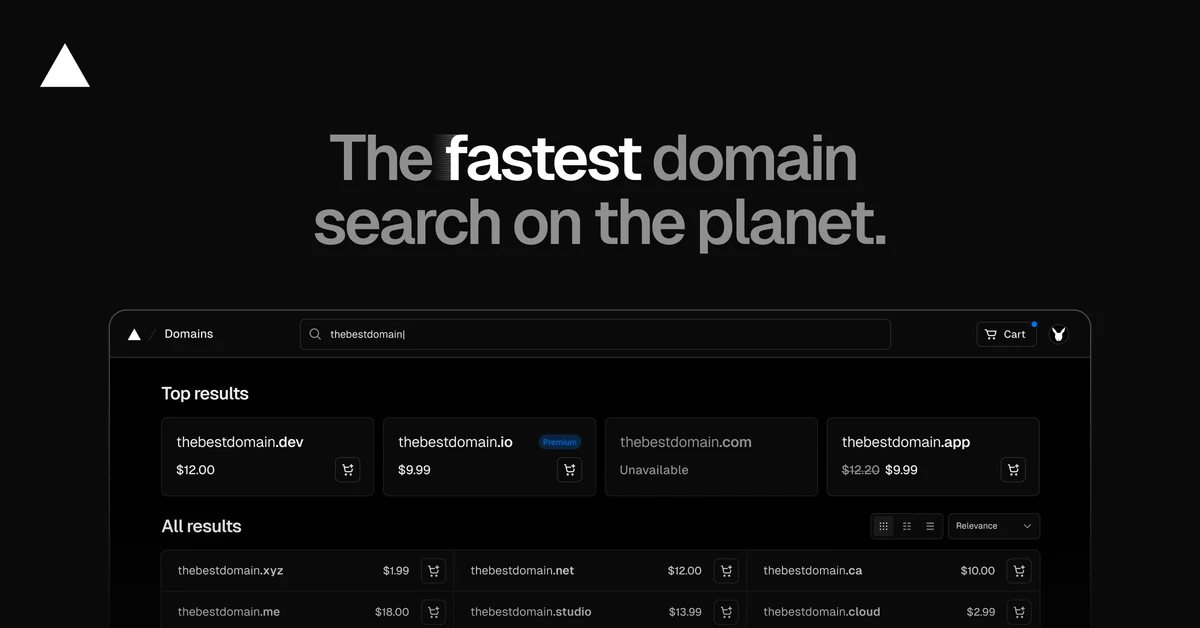 Vercel OG image: Vercel Domains: Search & Buy Domain Names - Private & Fast – Vercel