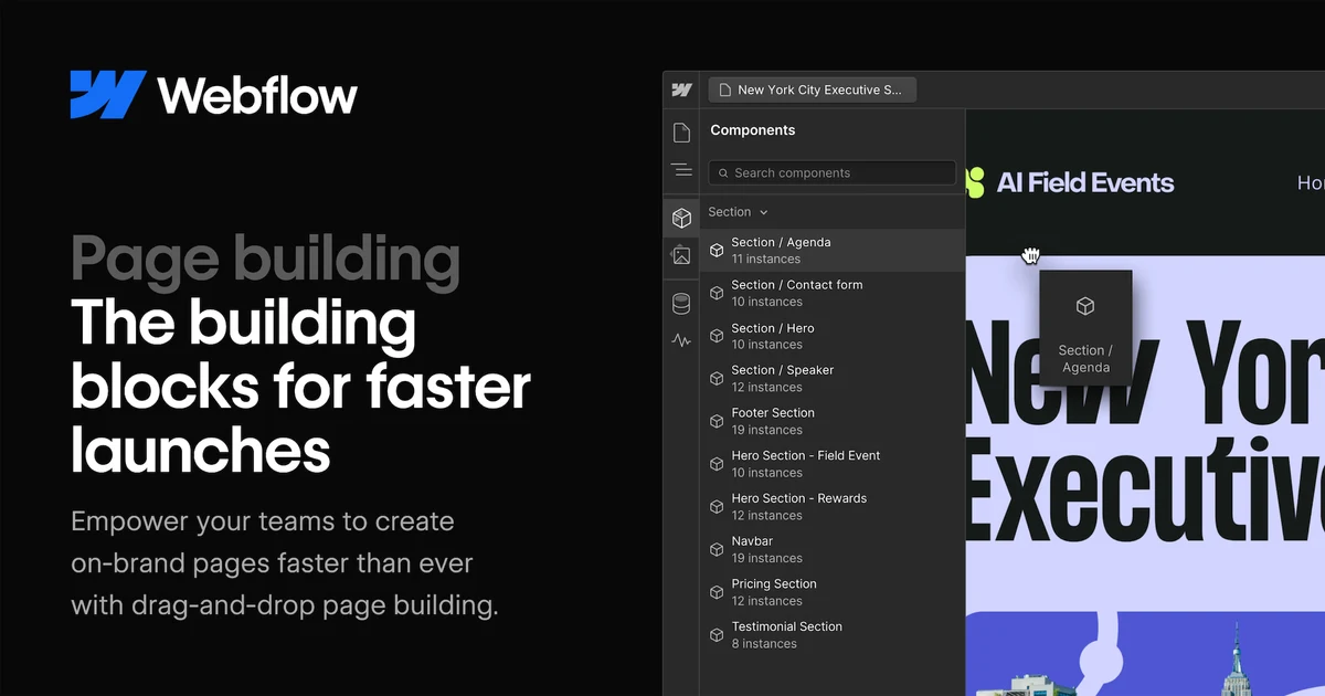 Webflow OG image: Page building: Landing page builder made easy | Webflow