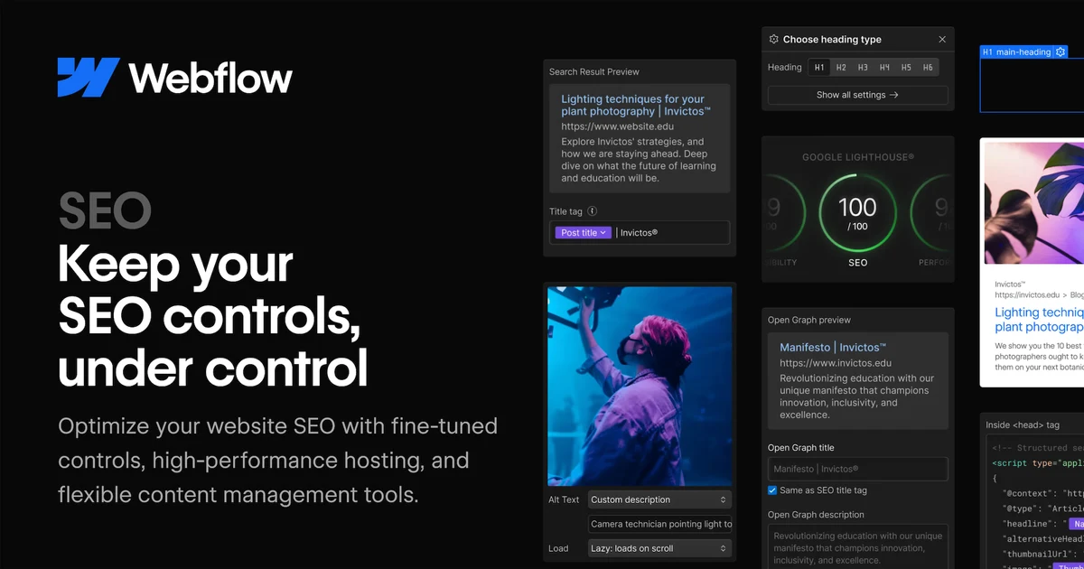 Webflow OG image: AI-Powered SEO & AEO tools to get you discovered | Webflow