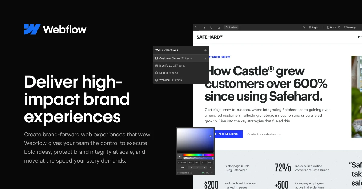 Webflow OG image: Pixel-perfect brand websites for creative teams | Webflow