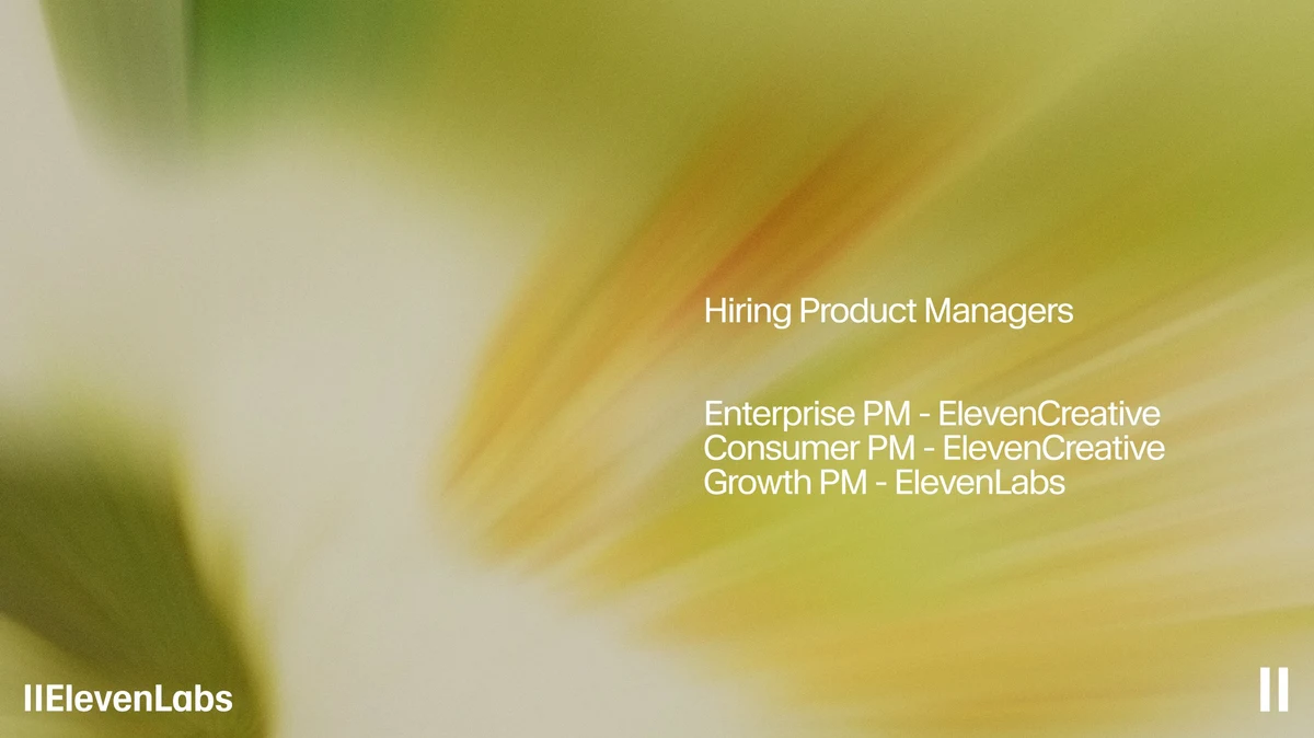 Aneri: Hiring for some really exciting product roles at @ElevenLabs — public x-twitter post media curated for social post design inspiration.
