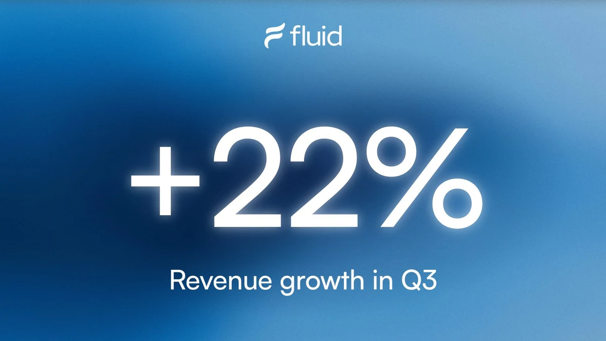 Fluid revenue grew 22% quarter over quarter in Q3 — public x-twitter post media curated for social post design inspiration.
