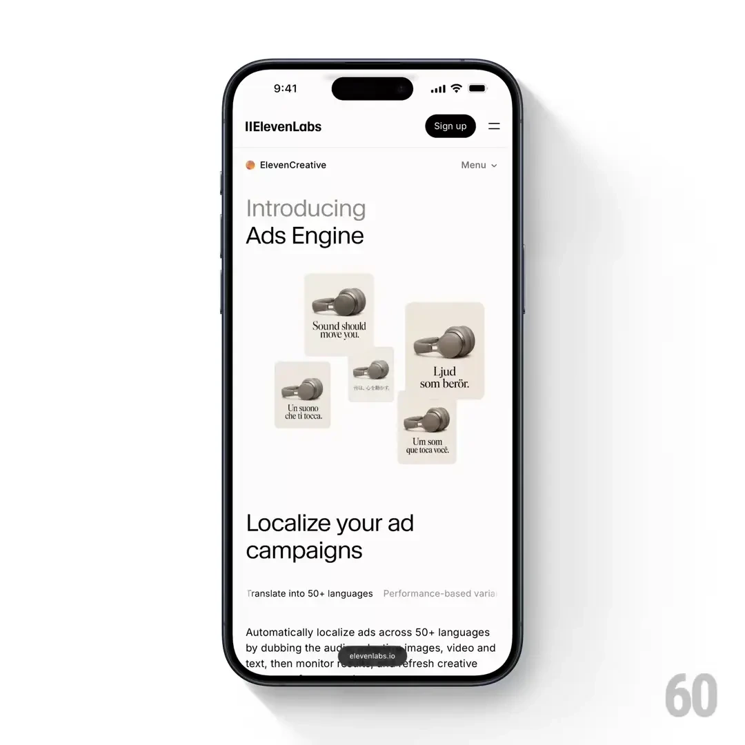 60fps: variants header transition ElevenLabs — public x-twitter post media curated for social post design inspiration.