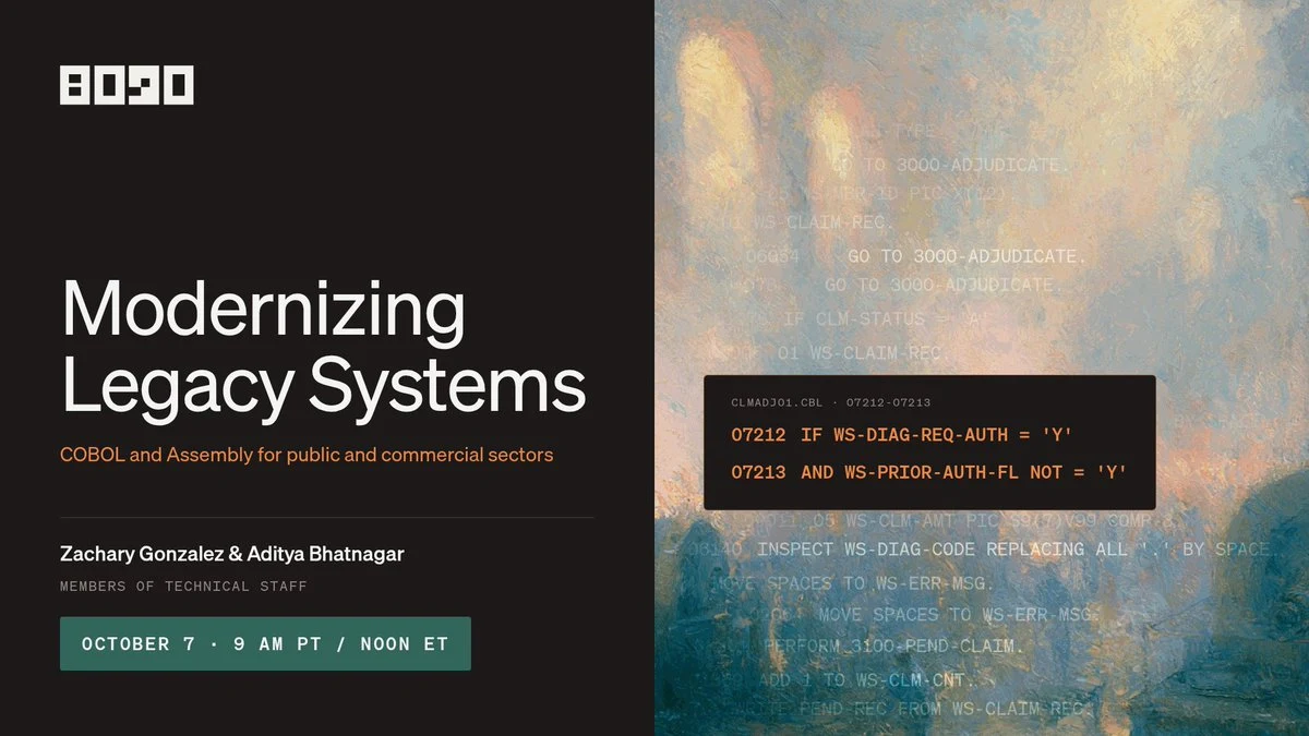8090: Join us for a live session on modernizing COBOL and Assembly systems — public x-twitter post media curated for social post design inspiration.