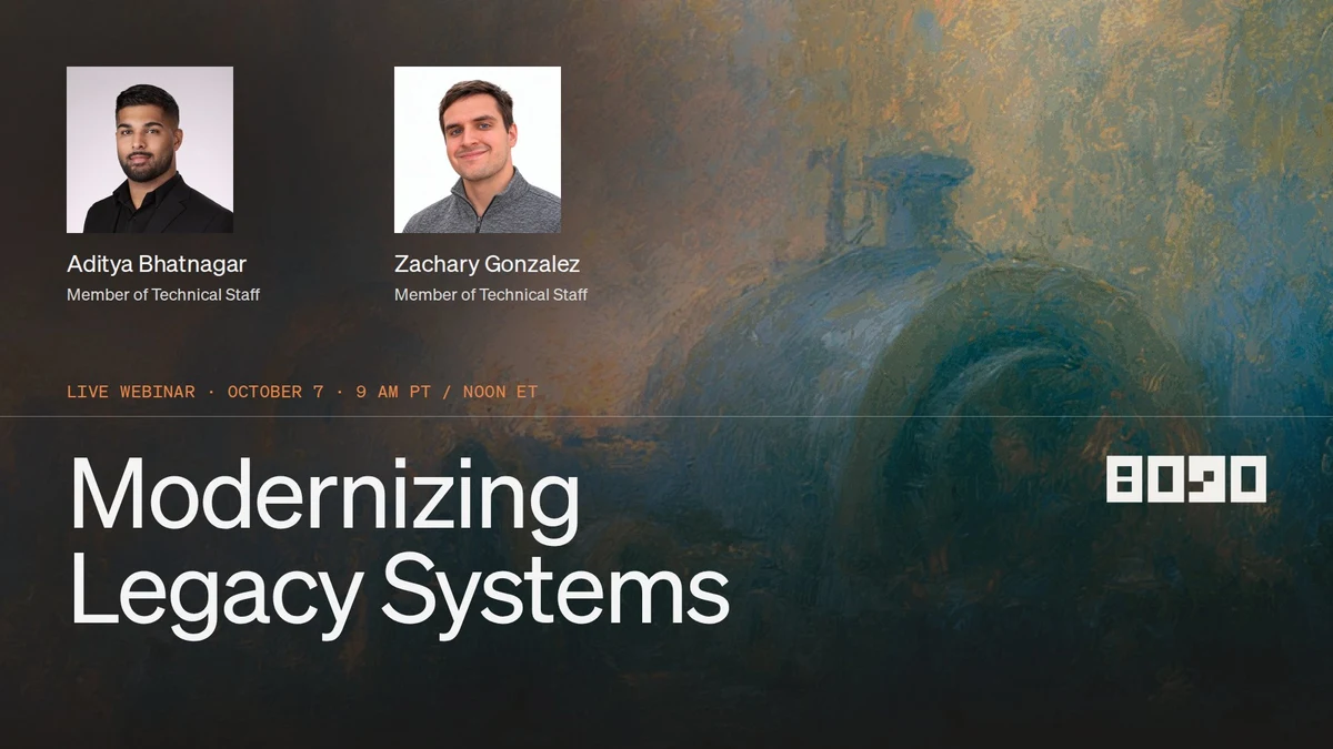 8090: Rebuilding a legacy system means preserving business rules buried — public x-twitter post media curated for social post design inspiration.