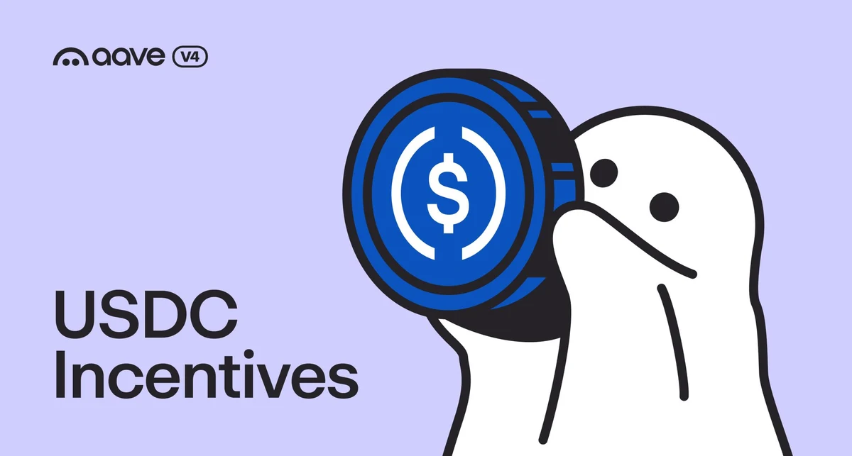 Incentives are available for USDC borrowers on Aave V4’s Prime Hub — public x-twitter post media curated for social post design inspiration.